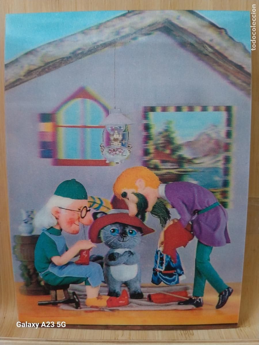 Postales: GATO CON BOTAS POSTAL HOLOGR&Aacute;FICA CUENTOS ESCRITA A&Ntilde;O 1972