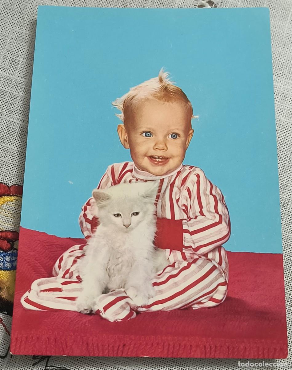 Postales: POSTAL | NI&Ntilde;A CON GATITO - CYZ 6574