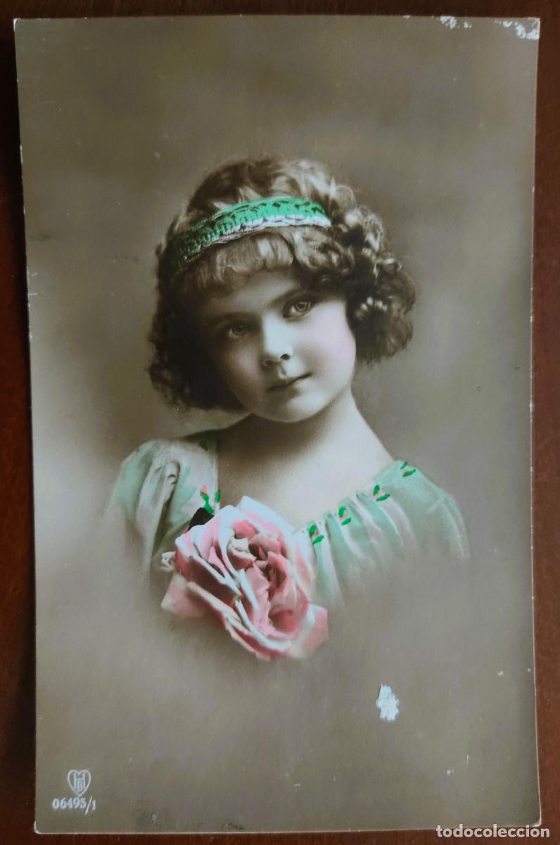 Postales: POSTAL COLOREADA DE UNA NI&Ntilde;A CON DIADEMA FECHADA 1915 - HB 06495/1