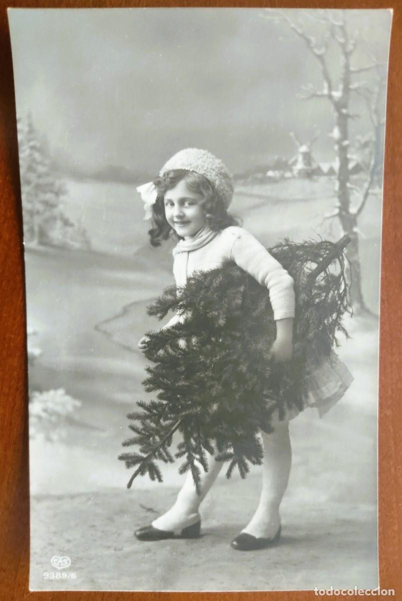 Postales: POSTAL NI&Ntilde;A CON &Aacute;RBOL DE NAVIDAD FECHADA 1914 - EAS 9389/6