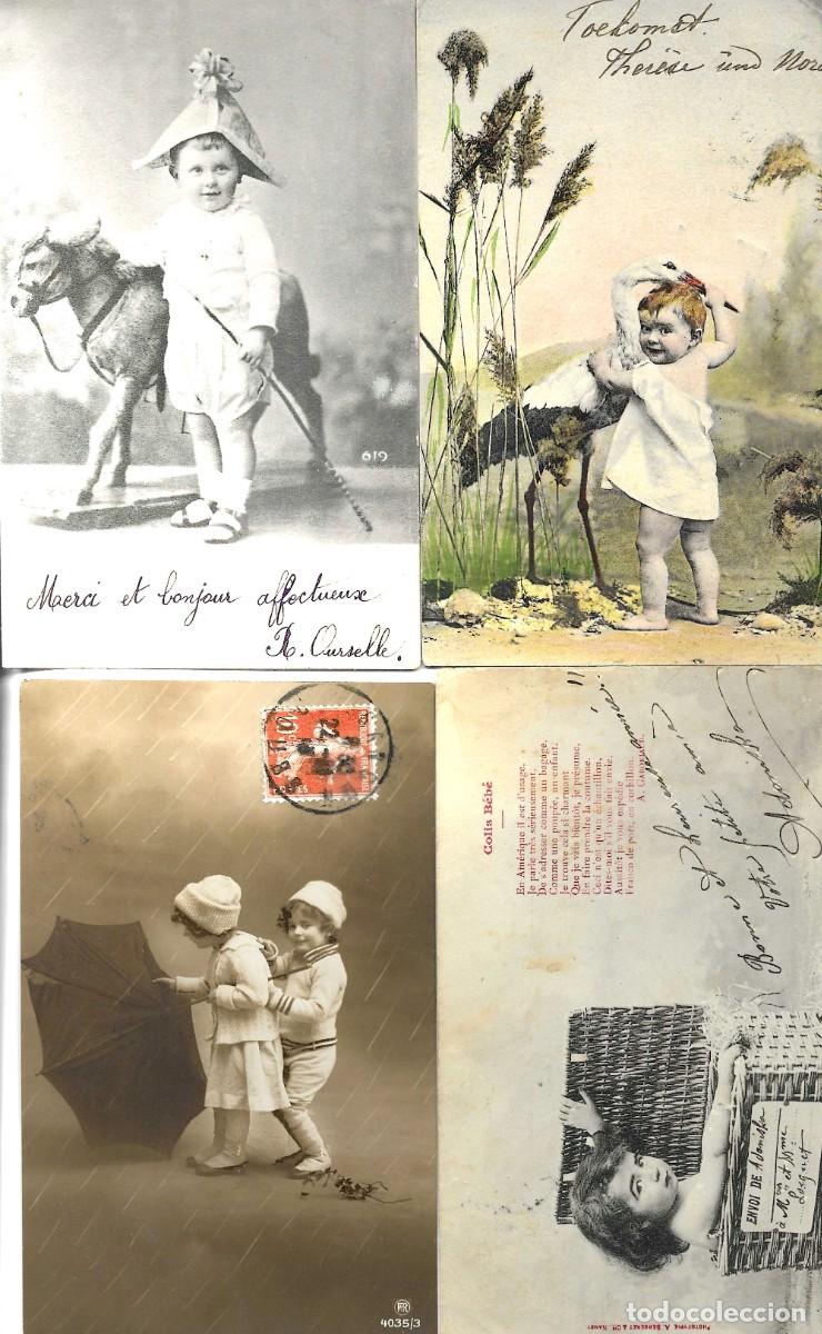 Postales: &rdquo;Ni&ntilde;os peque&ntilde;os. Escenas varias&rdquo; Lot de 4 postales antiguas fotogr&aacute;ficas Francesas. 9 x 14 cms.