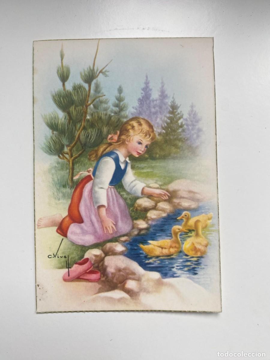 Postales: Postal antigua Carles Vives C.Y.Z. 538/B &ndash; Ni&ntilde;a con patitos &ndash; Sin circular