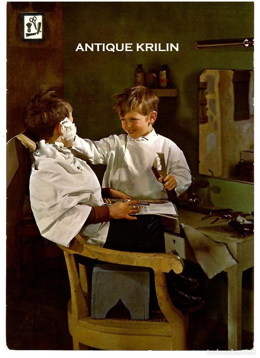 Postales: COLECCION PROFESIONES N&ordm; 28 BARBERO / ESCUDO DE ORO / SIN FRANQUEAR PERO ESCRITA