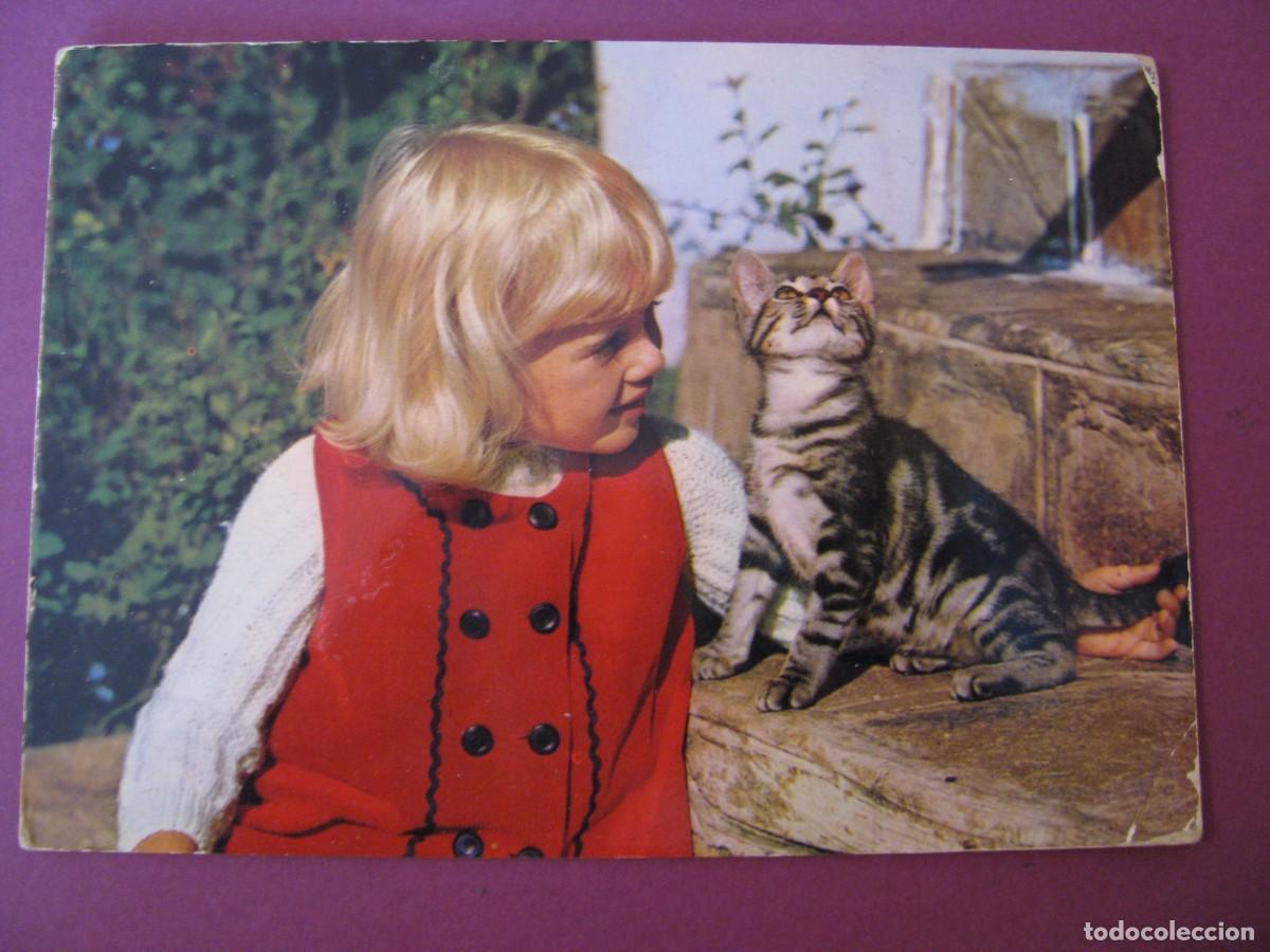 Postales: POSTAL DE UNA NI&Ntilde;A CON GATO. EUROCROMO 1050/11.