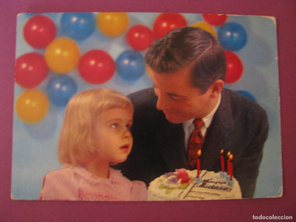 Postales: POSTAL DE UNA NI&Ntilde;A CON SU PADRE. EUROCROMO 1054/1