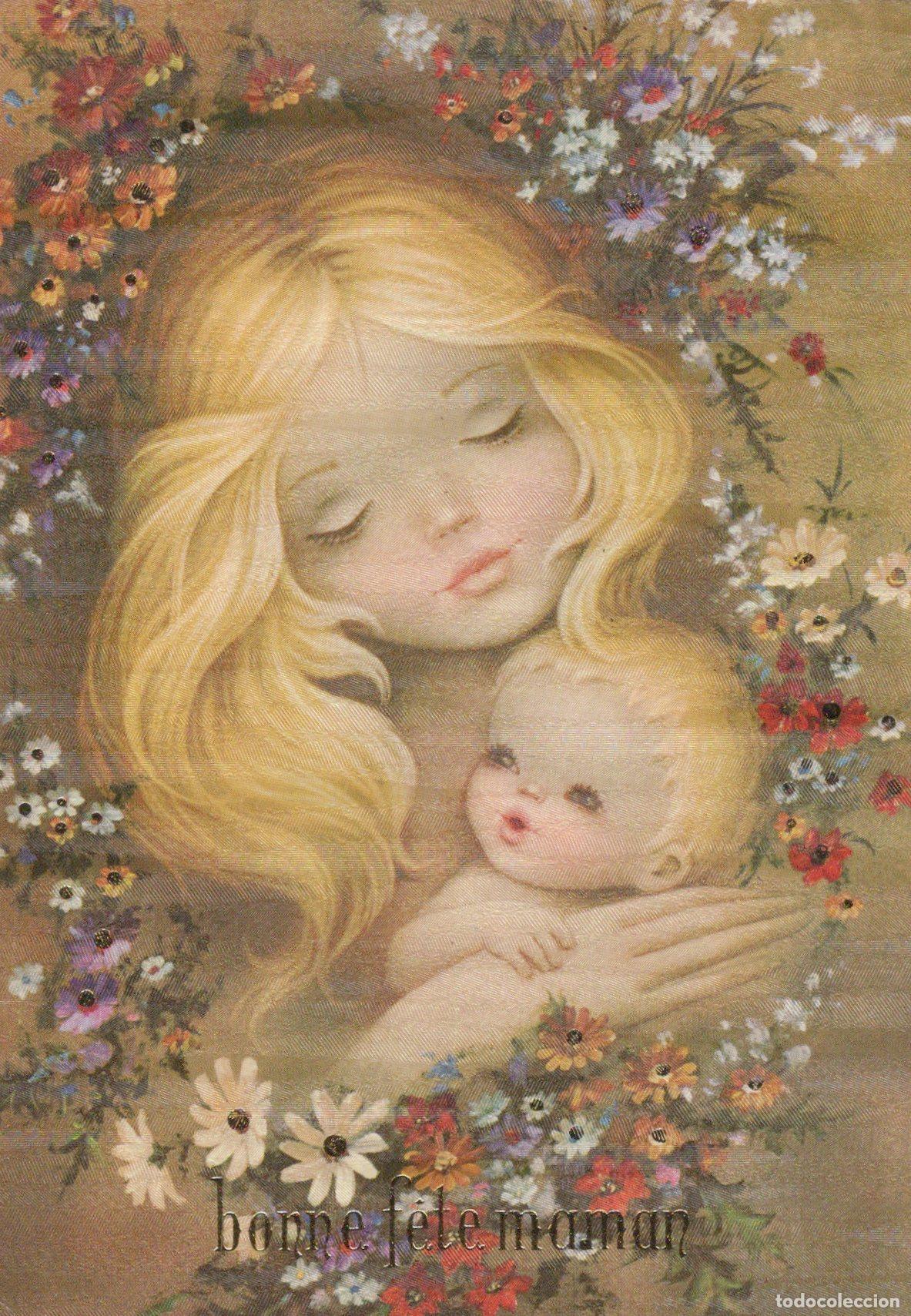 Postales: France Paris &Icirc;le de M&egrave;re Enfant Fleurs Bonne F&ecirc;te Maman Unposted *YAG327