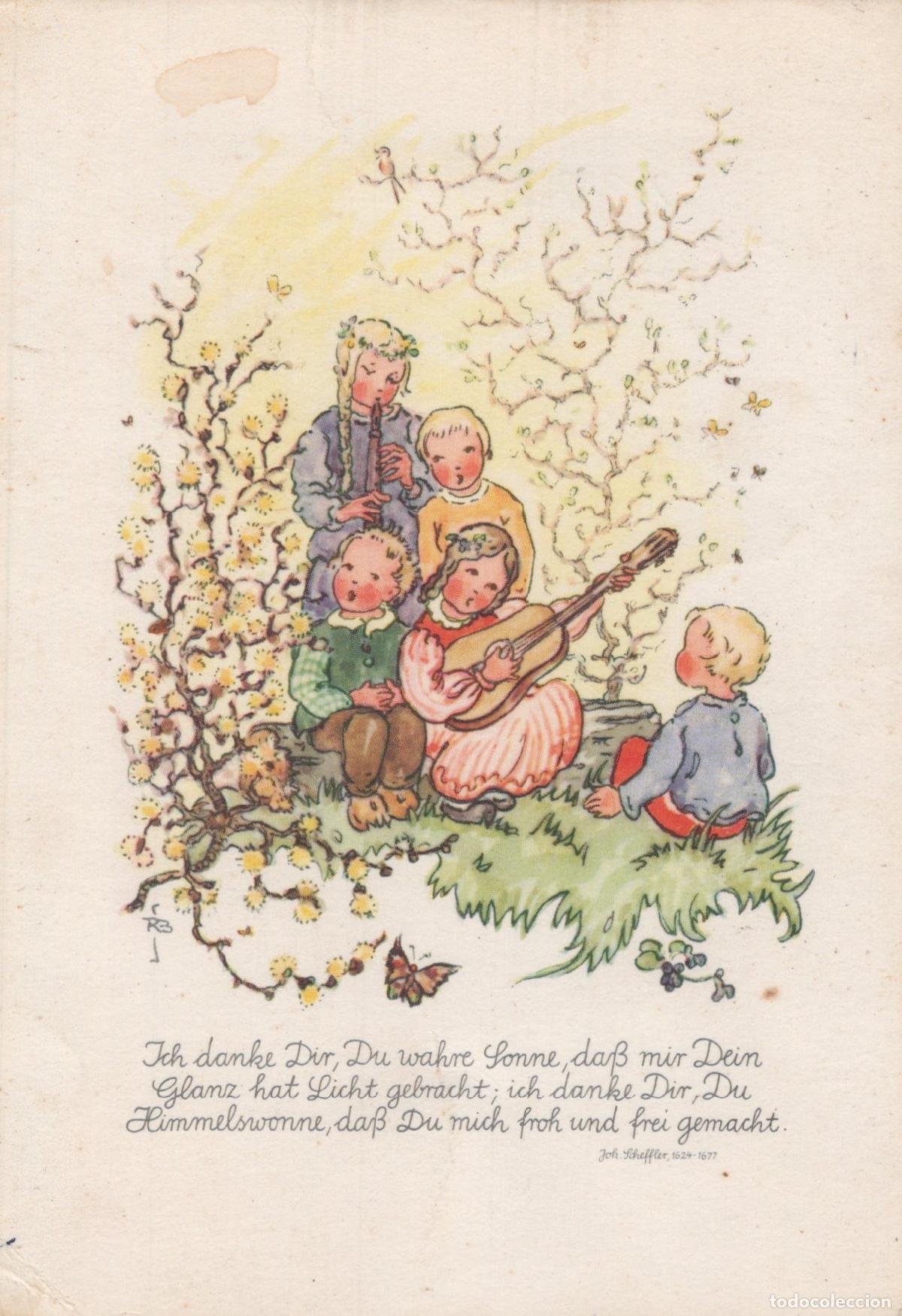 Postales: Germany Children Playing Music Outdoors Spring Scene German Art *YAS624