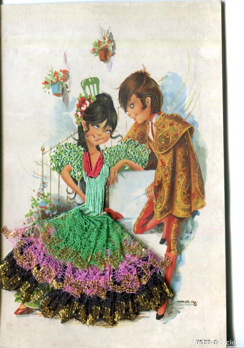 Postales: Postal bordada tela Mujer traje t&iacute;pico Ediciones Foto Antonio N&ordm; 7523-D