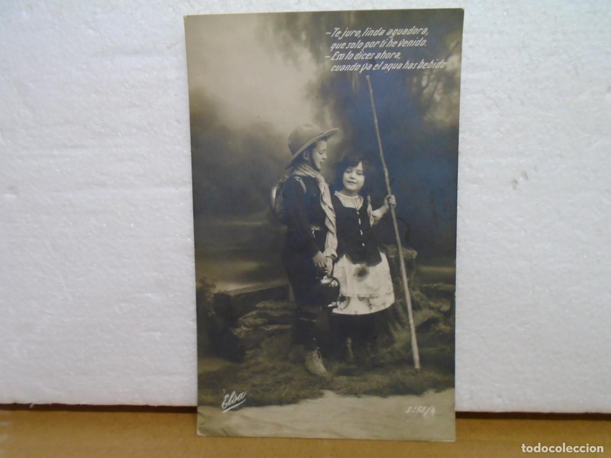 Postales: POSTAL 1&ordm;XX,BOY SCOUT Y AGUADORA FOTOGRAFICA B/N, EDICIONES ELSA.ESCRITA.