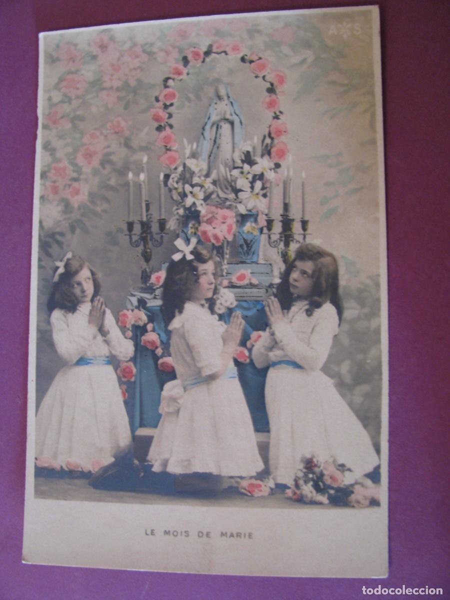 Postales: ANTIGUA POSTAL. NI&Ntilde;AS REZANDO. FRANCIA. SIN ESCRIBIR