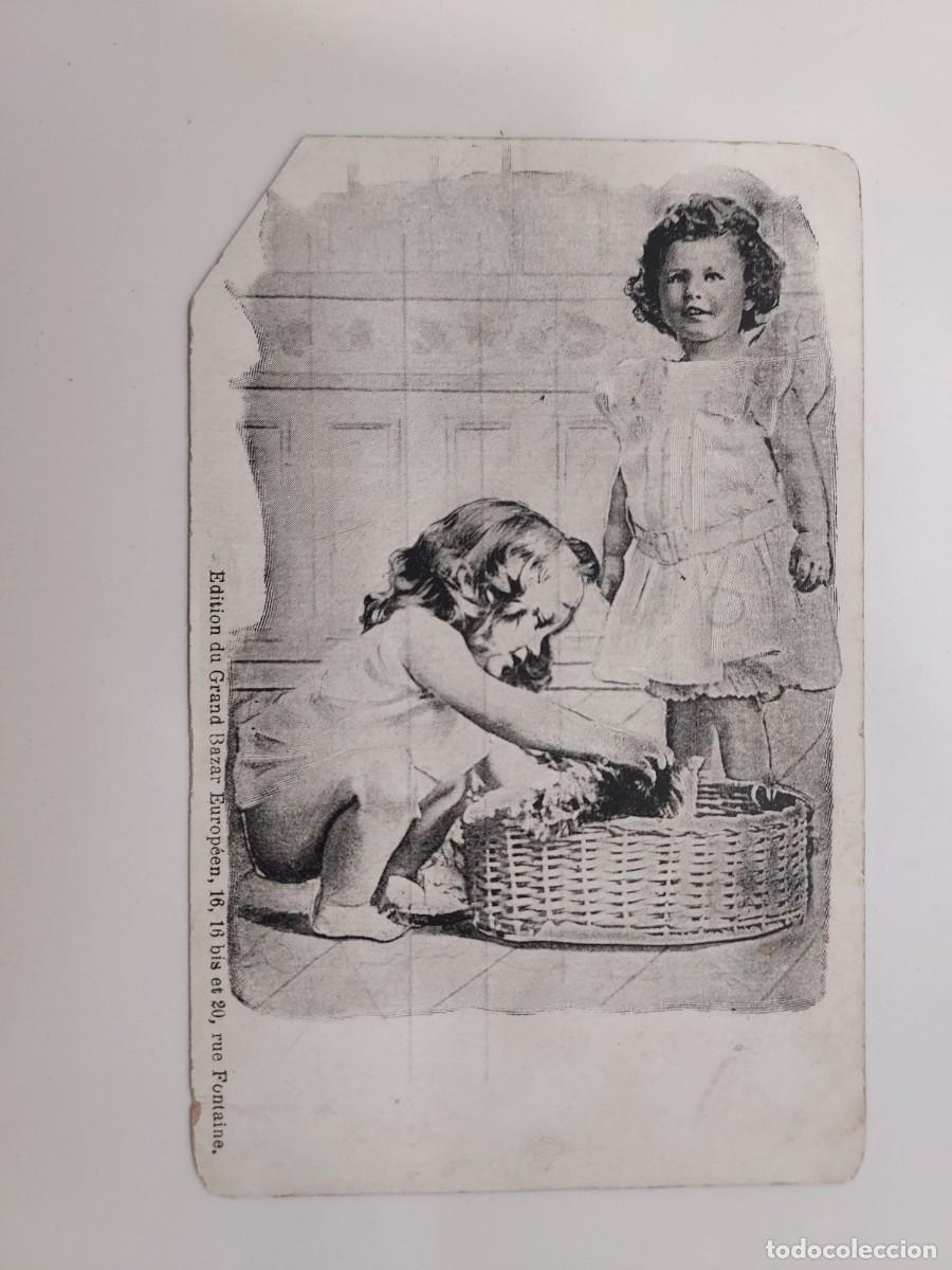Postales: POSTAL VINTAGE ANTIGUA ILUSTRADA DOS NI&Ntilde;AS JUGANDO. TRASERA SIN DIVIDIR. GRAND BAZAR EUROPEEN