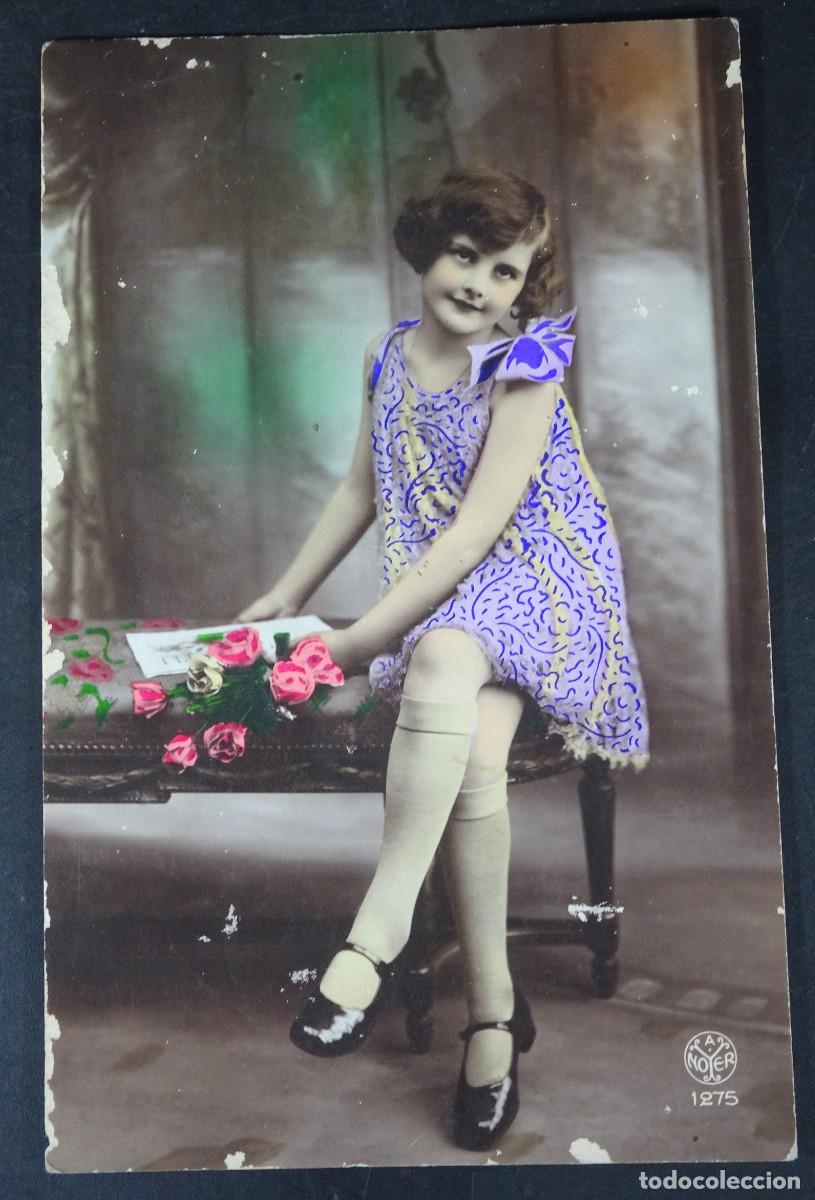 Postkarten: ANTIGUA POSTAL FOTOGR&Aacute;FICA DE ESTUDIO, NI&Ntilde;A , A. NOYER, COLOREADA, VER FOTOS