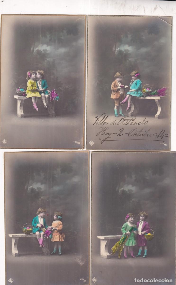 Postkarten: Lote 4 postales ni&ntilde;os, coloreadas. Escritas Villa del Prado.