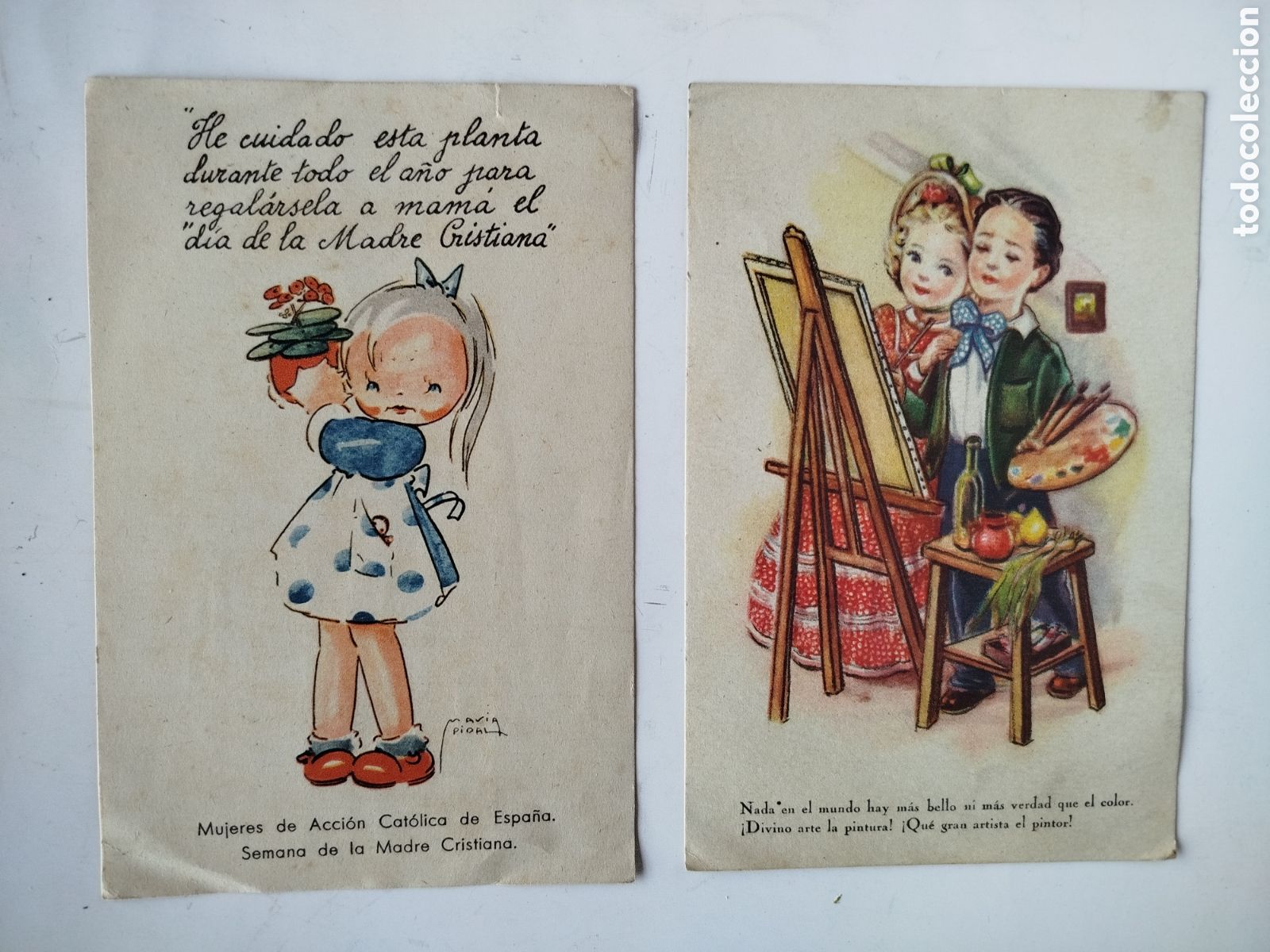 Postales: 2 TARJETAS POSTALES. UNA DE ACCI&Oacute;N CAT&Oacute;LICA DE ESPA&Ntilde;A, SEMANA DE LA MADRE CRISTIANA.