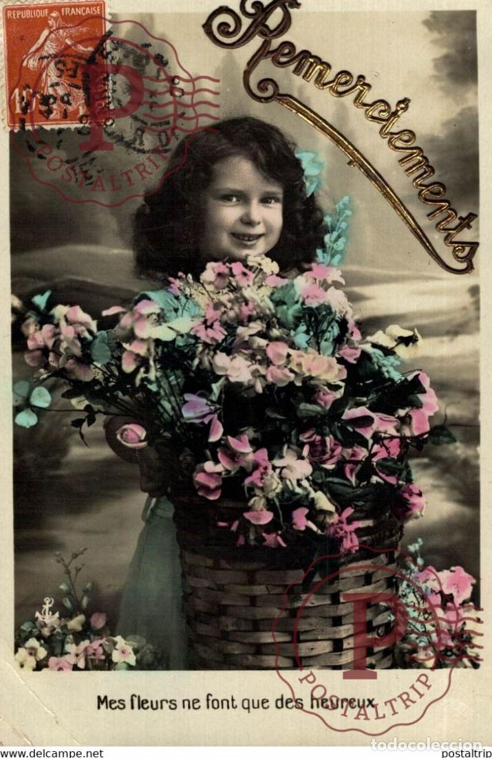 Postcards: Mes fleurs ne font que des Heureux Des Gamins Kids Children Ni&ntilde;os