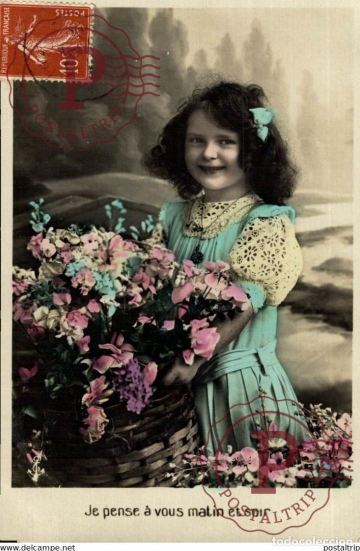 Postcards: Je pense &agrave; vous matin et soir Des Gamins Kids Children Ni&ntilde;os