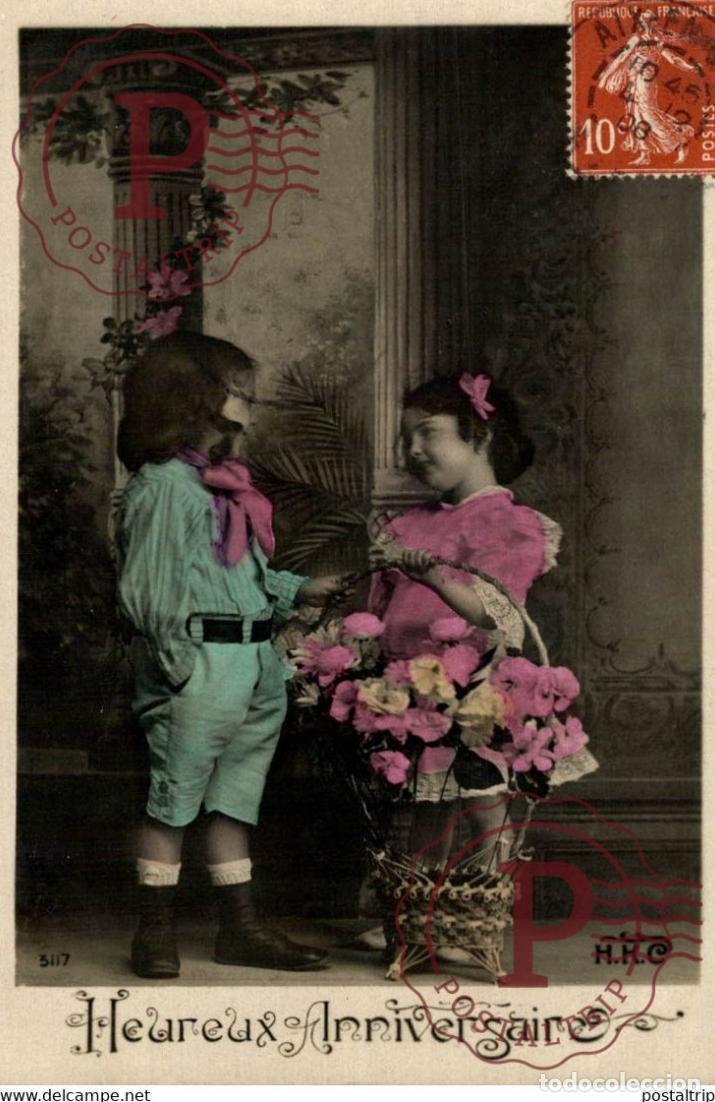 Postkarten: Heureux Anniversaire Des Gamins Kids Children Ni&ntilde;os