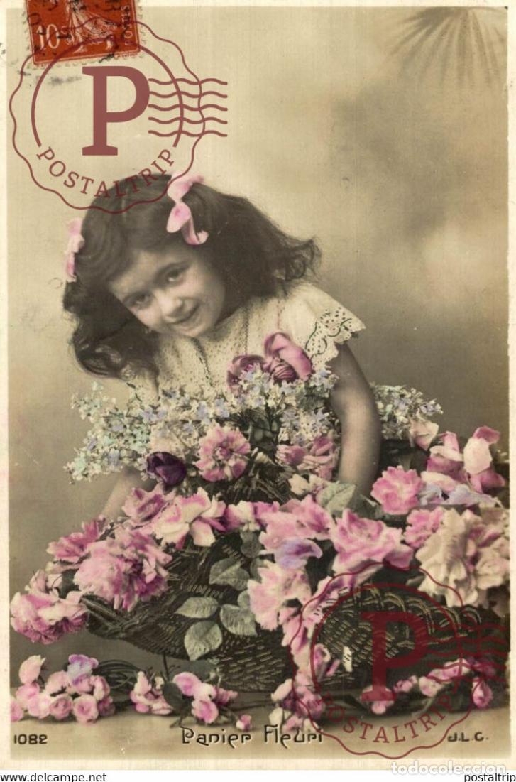 Postkarten: Panier Fleuri Des Gamins Kids Children Ni&ntilde;os