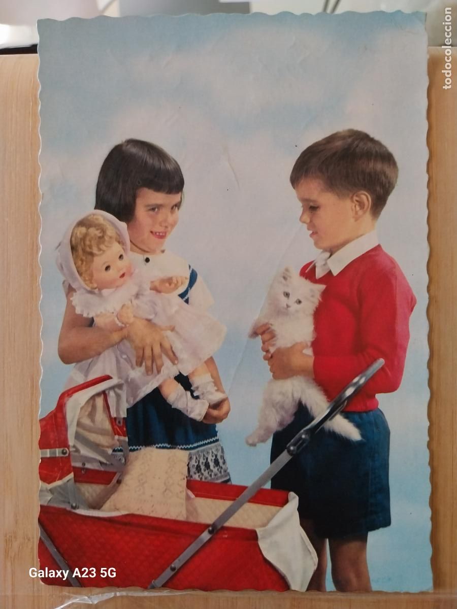 Postales: NI&Ntilde;A MU&Ntilde;ECA NI&Ntilde;O GATO A&Ntilde;O 1964 ED CYZ 6492 ESCRITA ORIGINAL