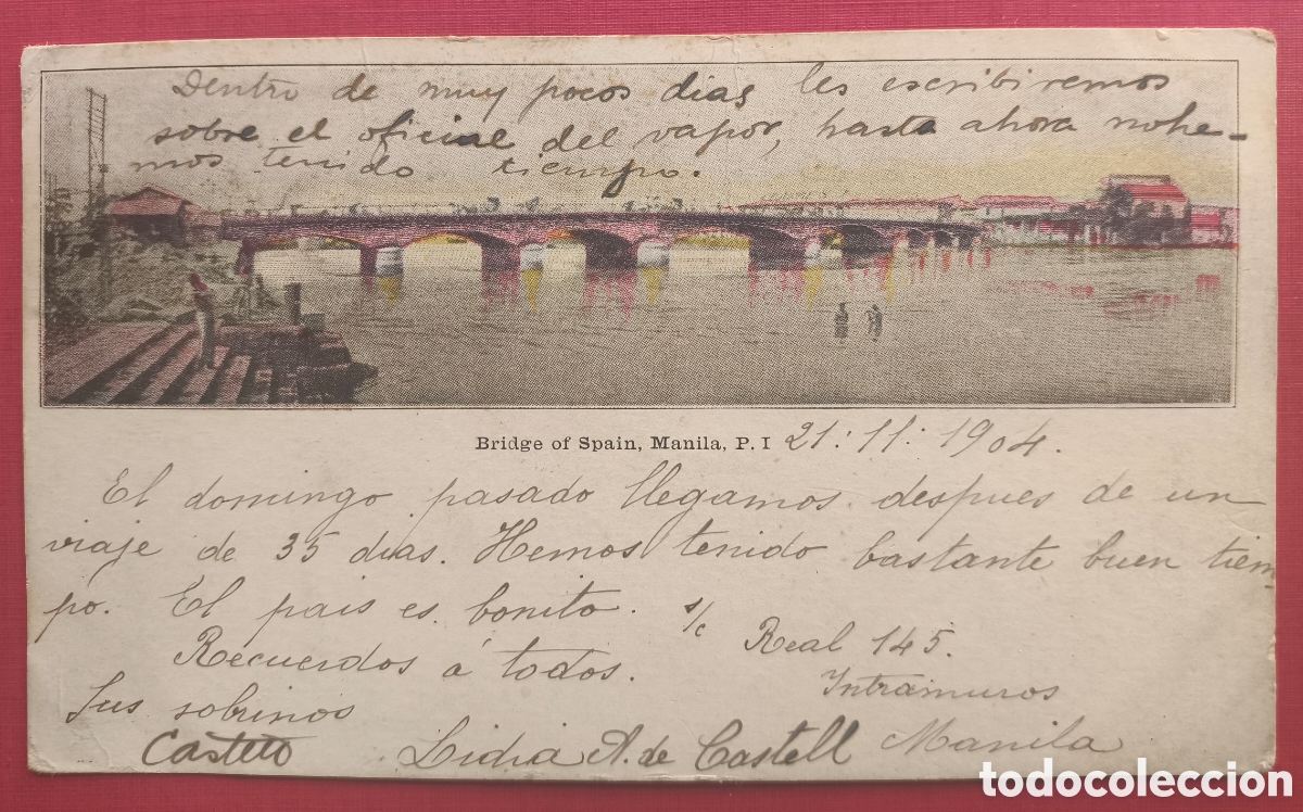 Postales: PHILIPPINES MANILA BRIDGE OF SPAIN POSTCARD FILIPINAS POSTAL CIRCULADA 1914