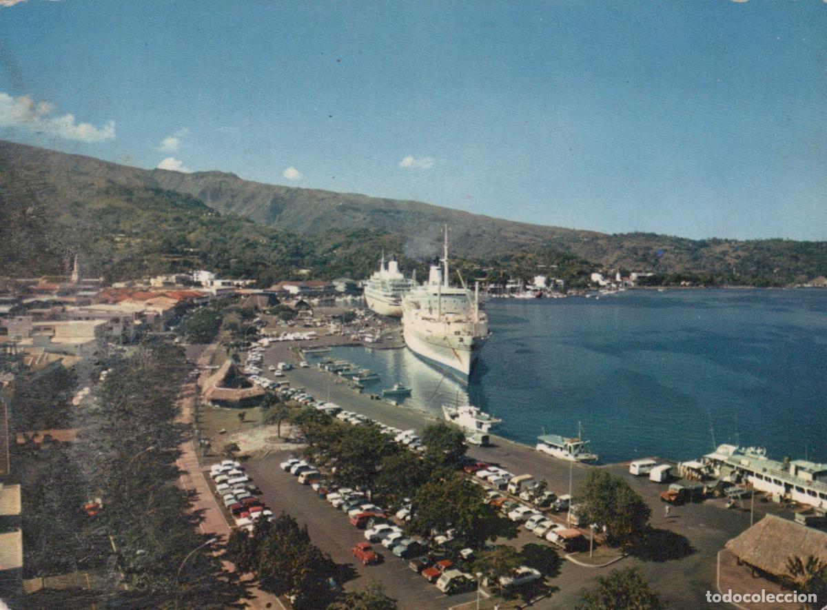 Cartoline: Tahiti Papeete Polyn&eacute;sie Fran&ccedil;aise Port Boulevard Pomare Navires *YAE545
