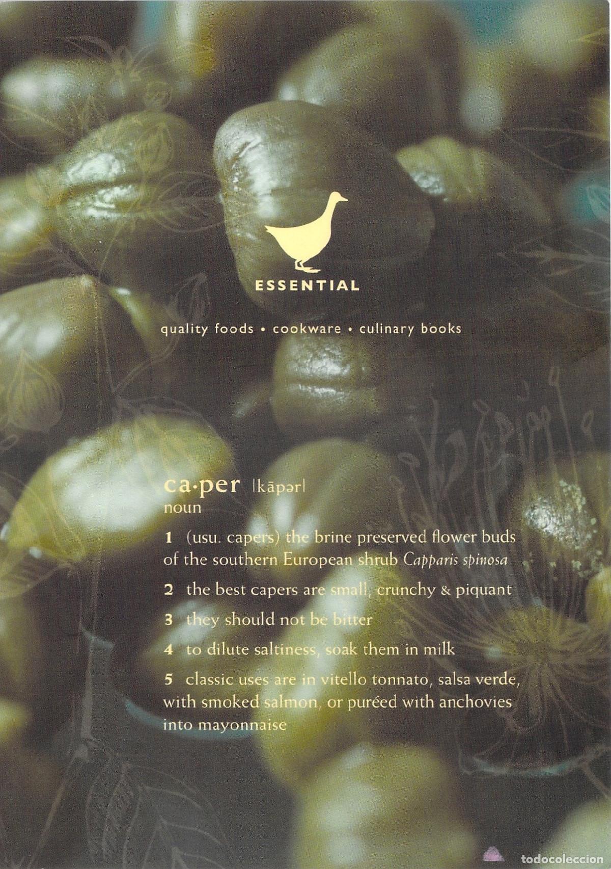 Postais: Postal publicitaria de Essential sobre alcaparras y gastronom&iacute;a