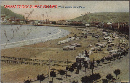 Cartoline: TARJETA POSTAL ANTIGUA DE SAN SEBASTIAN N&ordm;2 - VISTA GENERAL DE LA PLAYA