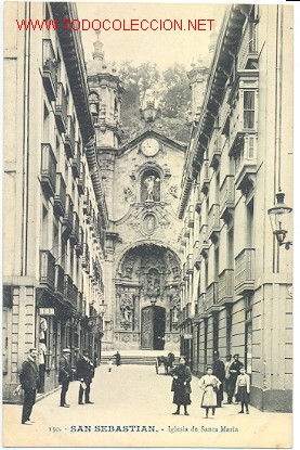 Cartes Postales: TARJETA POSTAL DE SAN SEBASTIAN. IGLESIA DE SANTA MARIA. EDICION G.G. GALARZA - CLICHE GONZALE