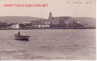 Cartoline: TARJETA POSTAL DE FUENTERRABIA N&ordm;12.-VISTA GENERAL TOMADA DESDE EL BIDASOA.