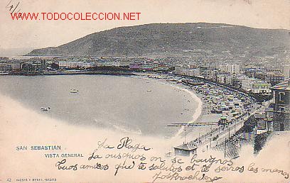 Postcards: TARJETA POSTAL ANTIGUA DE SAN SEBASTIAN, VISTA GENERAL.