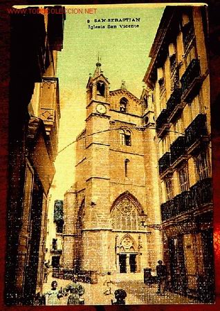 Postales: ANTIGUA POSTAL DE SAN SEBASTIAN - IGLESIA DE SAN VICENTE - UNION UNIVERSAL DE CORREOS