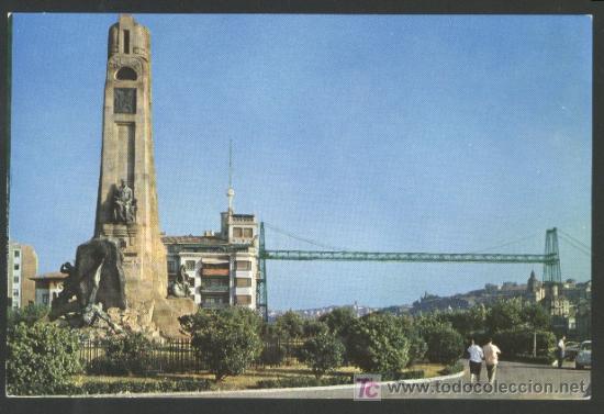 Postkarten: A-4711 VIZCAYA. LAS ARENAS. MONUMENTO A CHURRUCA Y PUENTE DE VIZCAYA.