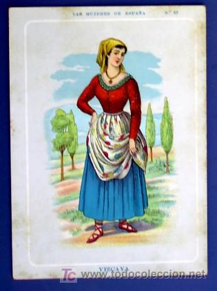 Cartes Postales: LAS MUJERES DE ESPA&Ntilde;A.VIZCAYA. CARAMELOS FISAS. MARTI MARI Y CIA. BCN. PRINCIPIOS DEL SIGLO XX.