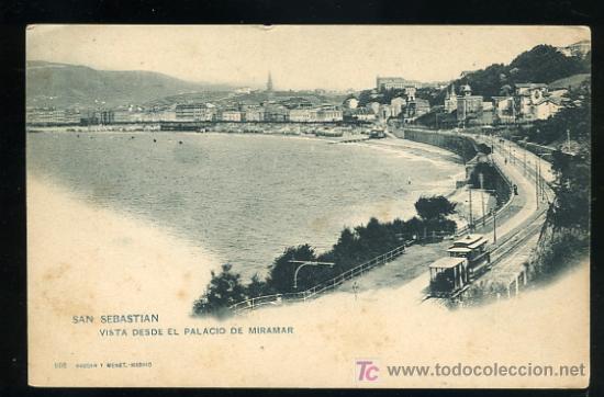 Postales: SAN SEBASTIAN. VISTA DESDE EL PALACIO DE MIRAMAR. 908 HAUSER Y MENET