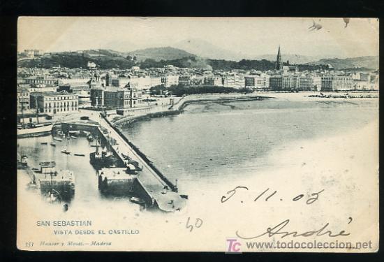 Postales: SAN SEBASTIAN. VISTA DESDE EL CASTILLO. 353 HAUSER Y MENET