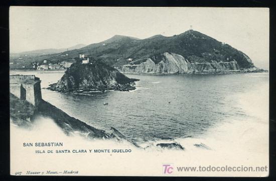 Cartes Postales: SAN SEBASTIAN, ISLA DE SANTA CLARA Y MONTE IGUELDO. 907 HAUSER Y MENET.
