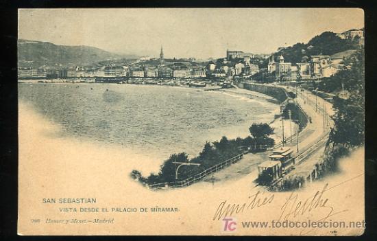 Cartes Postales: SAN SEBASTIAN, VISTA DESDE EL PALACIO DE MIRAMAR. 908 HAUSER Y MENET.