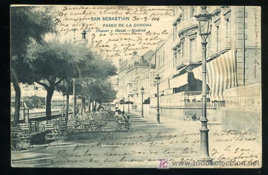 Postais: TARJETA POSTAL SAN SEBASTIAN, PASEO DE LA CONCHA.1481 HAUSER Y MENET