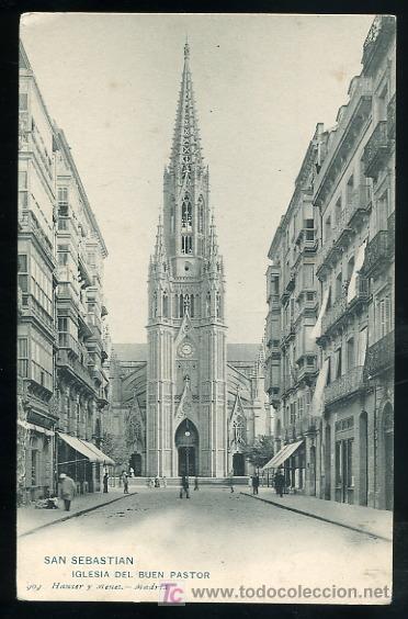 Postais: TARJETA POSTAL SAN SEBASTIAN, IGLESIA DEL BUEN PASTOR. 909 HAUSER Y MENET