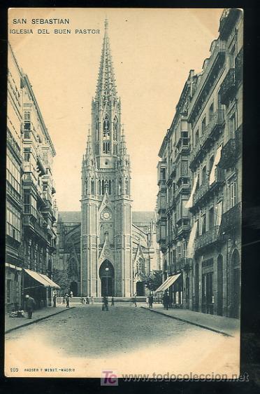 Postais: TARJETA POSTAL SAN SEBASTIAN, IGLESIA DEL BUEN PASTOR. 909 HAUSER Y MENET