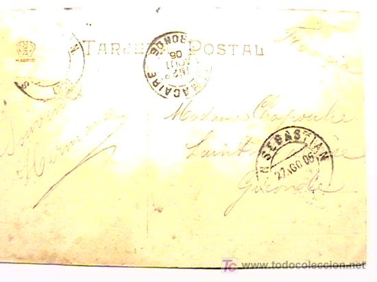 Postales: POSTAL DE SAN SEBASTI&Aacute;N DE 1906 - Foto 2