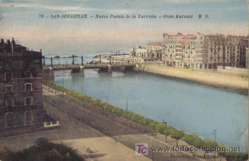 Postais: TARJETA POSTAL DE SAN SEBASTIAN N&ordm; 79. NUEVO PUENTE DE LA ZURRIOLA. GRAN KURSAAL M. D.