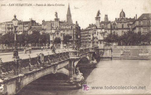 Postais: TARJETA POSTAL DE SAN SEBASTIAN N&ordm;101. PUENTE DE MARIA CRISTINA.