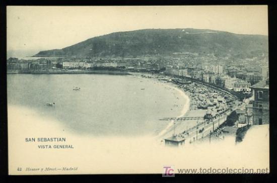 Cartoline: TARJETA POSTAL SAN SEBASTIAN, VISTA GENERAL. N&ordm; 42 HAUSER Y MENET. REVERSO NO DIVIDIDO
