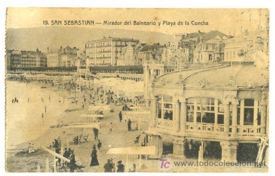 Postais: TARJETA POSTAL DE SAN SEBASTIAN, MIRADOR DEL BALNEARIO Y PLAYA DE LA CONCHA. MAYOR HERMANOS.