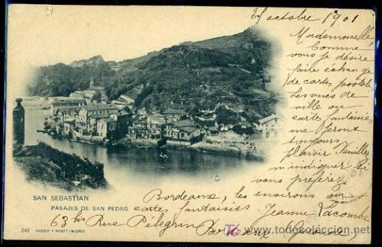 Cartes Postales: TARJETA POSTAL DE SAN SEBASTIAN, PASAJE DE SAN PEDRO. HAUSER Y MENET. REVERSO NO DIVIDIDO