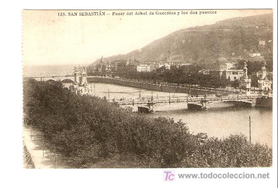 Postales: San Sebastian - Paseo del Arbol de Guernica y los dos puentes