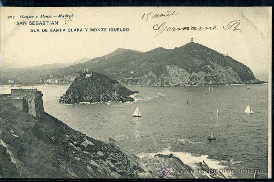 Postkarten: TARJETA POSTAL DE SAN SEBASTIAN, ISLA DE SANTA CLARA Y MONTE IGUELDHAUSER Y MENET. REVERSO NO DIVID.