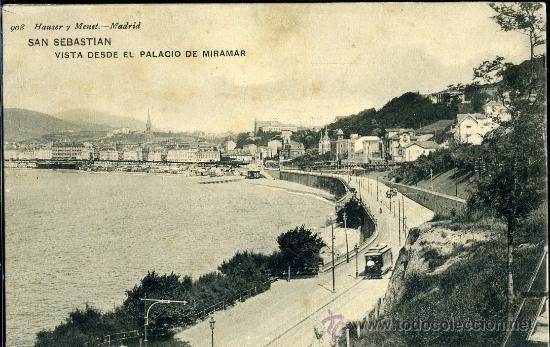 Postkarten: TARJETA POSTAL DE SAN SEBASTIAN, VISTA DESDE EL PALACIO DE MIRAMAR. HAUSER Y MENET REVERSO NO DIVID.