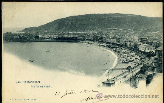 Postkarten: TARJETA POSTAL DE SAN SEBASTIAN, VISTA GENERAL. HAUSER Y MENET. REVERSO NO DIVIDIDO